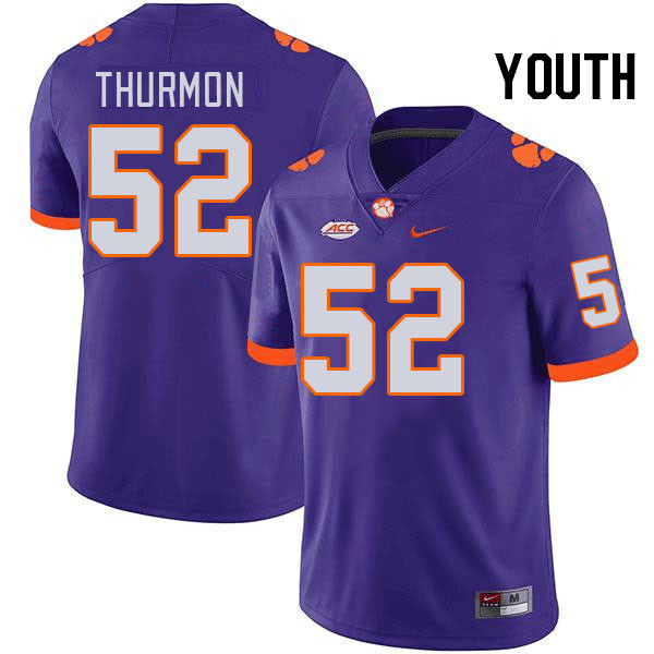 Youth #52 Elyjah Thurmon Clemson Tigers College Football Jerseys Stitched-Purple